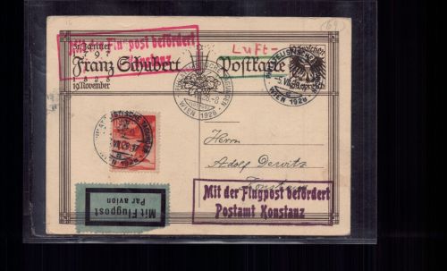 Österreich Flugpost 1928 - Wien Tagung nach Konstanz