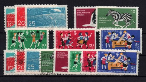 DDR Michel Nummer 822 - 829 postfrisch + gestempelt
