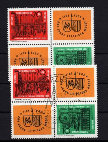 DDR Michel Nummer 1012 + 1013 Viererblock postfrisch + gestempelt