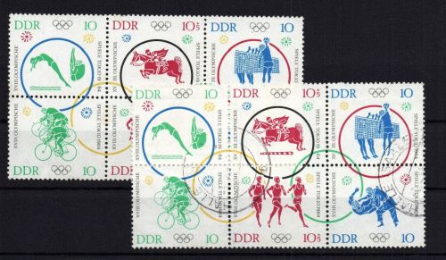 DDR Michel Nummer 1039 - 1044 Zusammendruck postfrisch + gestempelt