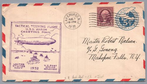 USA Zeppelin Akron Beleg - Tactical Training Mail US Navy 1932