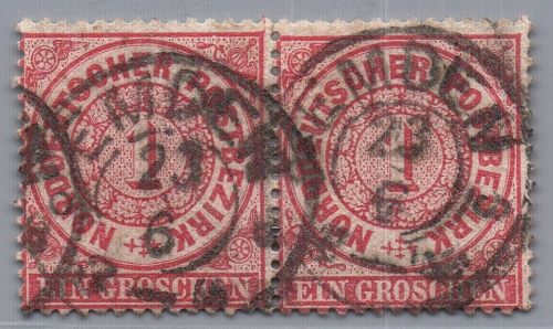Norddeutscher Bund Michel-Nr. 16 2er-Block gestempelt