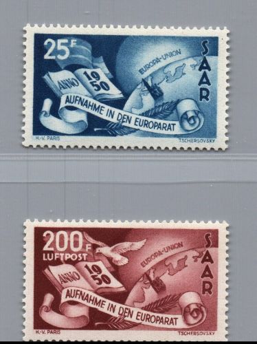Saarland Michel Nummer 297 + 298 postfrisch