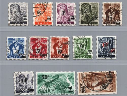 Saarland Michel Nummer 226 ZII - 238 ZII gestempelt