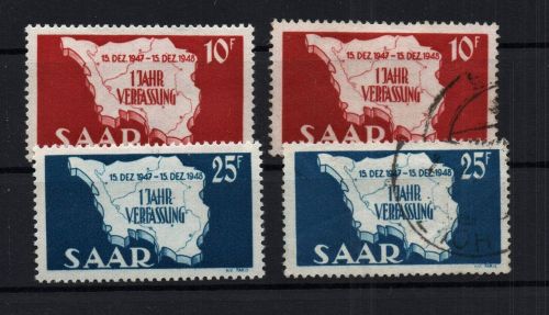 Saarland Michel Nummer 260 + 261 postfrisch + gestempelt