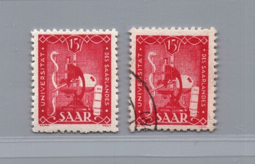 Saarland Michel Nummer 260 + 261 postfrisch + gestempelt