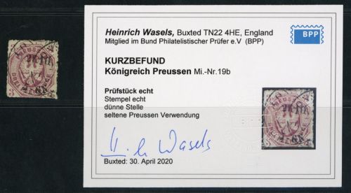 Preußen Michel Nummer 19b gestempelt , Befund
