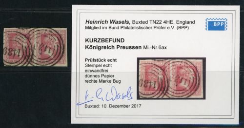 Preußen Michel Nummer 6ax Paar gestempelt , Befund