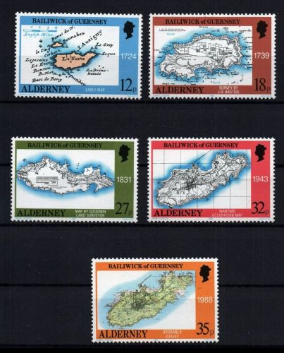 Alderney Michel Nummer 37 - 41 postfrisch