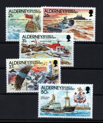Alderney Michel Nummer 49 - 53 postfrisch