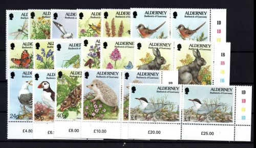 Alderney Michel Nummer 65 - 81 Paare postfrisch