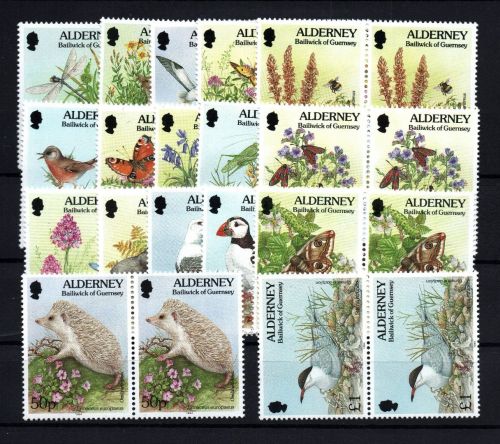 Alderney Michel Nummer 65 - 81 Paare postfrisch