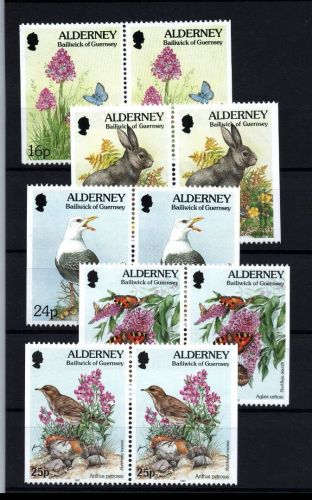 Alderney Michel Nummer 75 - 77 + 100 + 101 geschnitten postfrisch