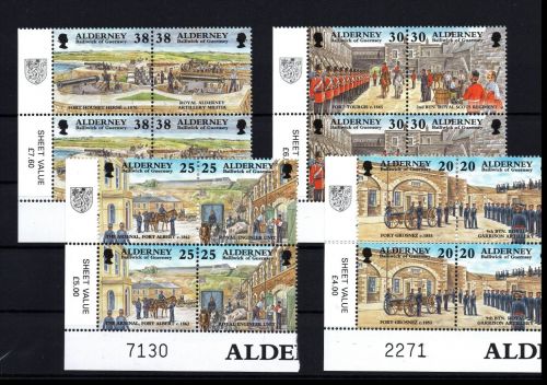 Alderney Michel Nummer 137 - 144 Viererblock postfrisch