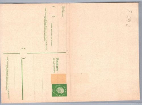 Bund Heuss Ganzsache Postkarte P45 I mit Antwortkarte ungebraucht