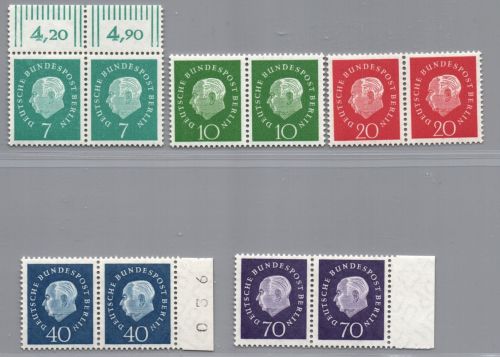 Berlin Michel Nummer 182 - 186 waagerechte Paare postfrisch