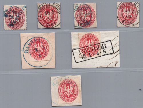 Preussen Michel-Nr. 16 Lot Stempel + Farben gestempelt