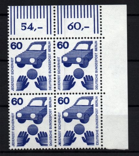 Berlin Michel Nummer 409 postfrisch 4er Block Bogenecke oben rechts