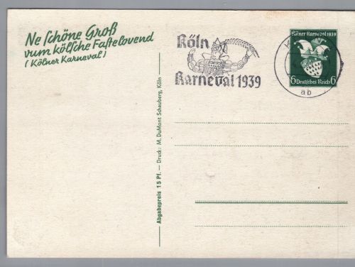 Ganzsache Dt. Reich - P276 Karneval Köln mit Maschinen Stempel Köln