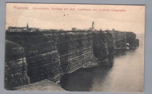 Ansichtskarte Helgoland - Südwestküste Oberland mit Leuchtturm 1909