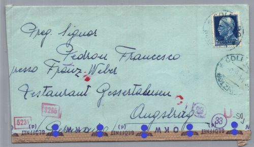Italien Zensur Brief nach Augsburg 1941