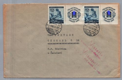 Böhmen und Mähren Brief Prag 1941 Zusammendruck + Viktoria Stempel
