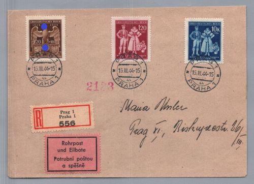 Böhmen und Mähren Satz Brief MiNr 133 bis 135 - Einschreiben Prag 1944 + FDC