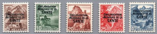 Schweiz Ausg. f. Int. Organisationen Michel-Nr. 1 - 5 WHO postfrisch