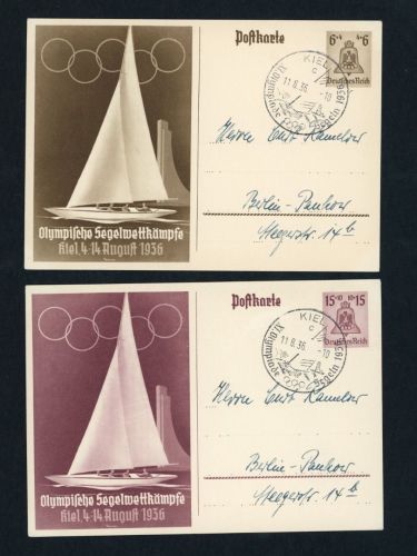 Ganzsache P 261 + P P262 Dt. Reich - Olympische Spiele 1936 - Sonderstempel