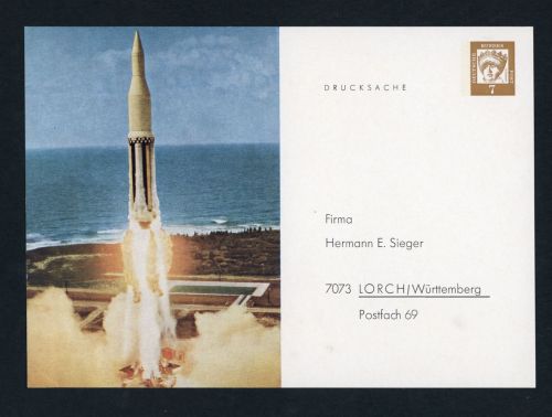 Bund Privatganzsache "Sieger" Weltraum , Rakete ungebraucht