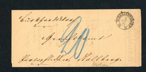 Behändigungsschein 1878 Burkhardtsdorf Sachsen