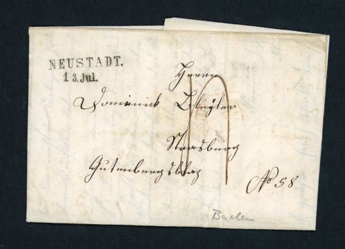 Vorphila Brief Neustadt Baden 1853