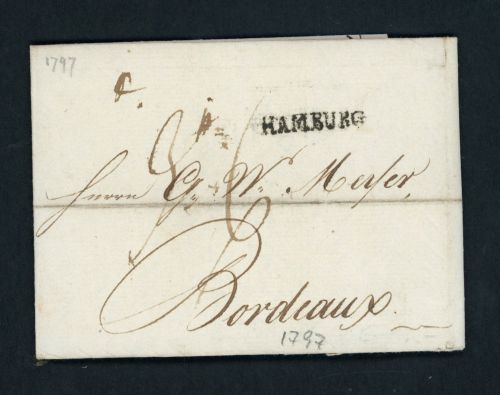 Vorphilatelie Brief Hamburg nach Bordeaux 1797