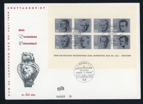 Bund Block 3 FDC Ersttagsbrief 1964 Sonderstempel Bonn