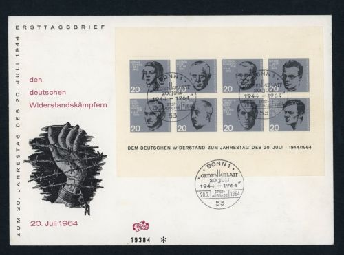 Bund Block 3 FDC Ersttagsbrief 1964 Sonderstempel Bonn