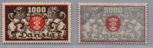 Danzig Michel Nummer 121 + 122 postfrisch