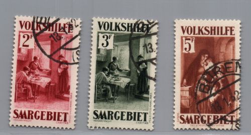 Saargebiet Michel Nummer 155 - 157 gestempelt geprüft