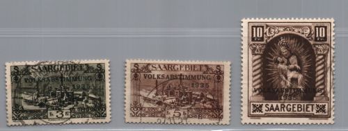 Saargebiet Michel Nummer 192 - 194 gestempelt geprüft