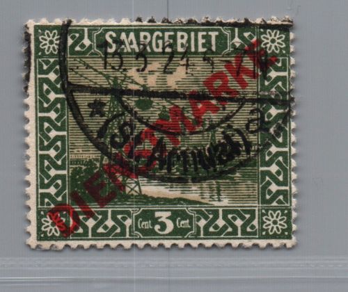 Saargebiet Dienst Michel Nummer 1I gestempelt geprüft
