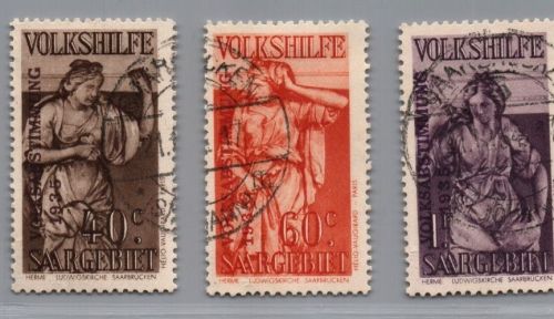 Saargebiet Michel Nummer 171 - 173 gestempelt + geprüft