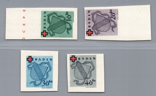 Franz. Zone Baden Michel Nr. 42 B - 45 B ungebraucht Falz