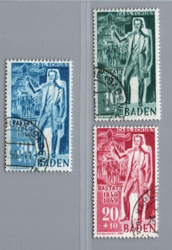 Franz. Zone Baden Michel Nr. 50 - 52 gestempelt + geprüft