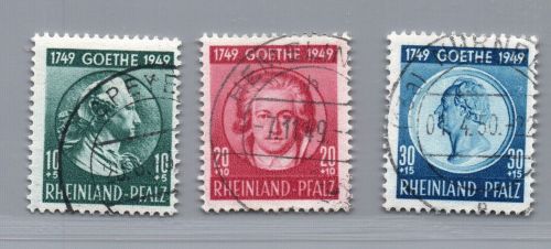 Franz. Zone Rheinland Pfalz Michel Nr. 46 - 48 gestempelt + geprüft