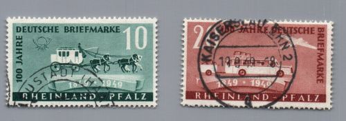 Franz. Zone Rheinland Pfalz Michel Nr. 49 + 50 gestempelt 50 geprüft