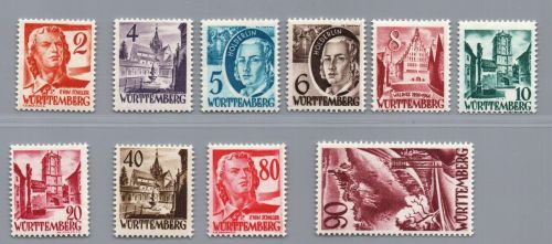 Franz. Zone Württemberg Michel Nr. 28 - 37 postfrisch