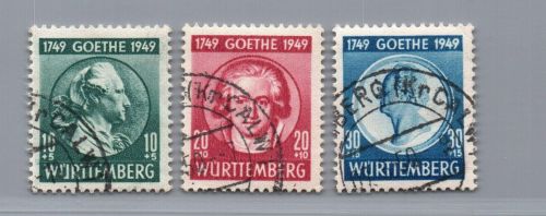 Franz. Zone Württemberg Michel Nr. 44 - 46 gestempelt + geprüft