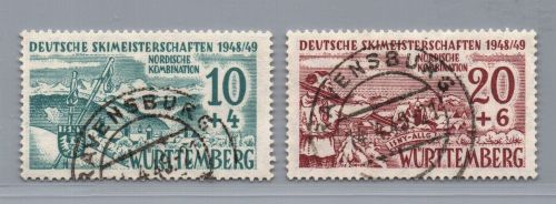 Franz. Zone Württemberg Michel Nr. 38 + 39 gestempelt + geprüft
