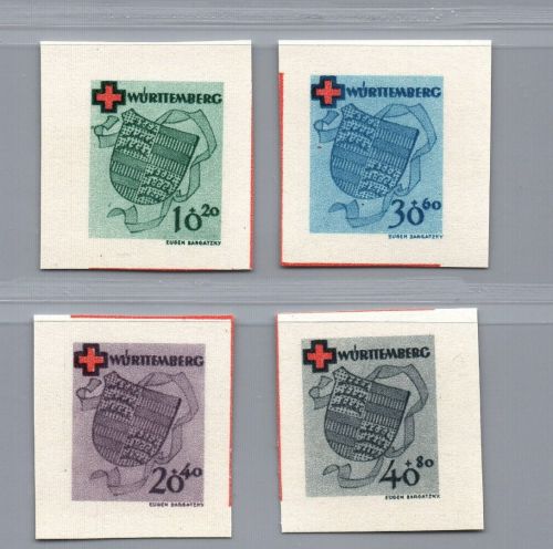 Franz. Zone Württemberg Michel Nr. 40 B - 43 B ungebraucht Falz