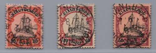 Deutsche Kolonien Kiautschou Michel-Nr. 10 - 12 gestempelt