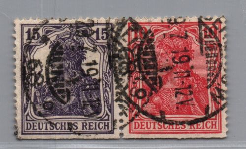 Deutsches Reich Germania Zusammendruck W13 gestempelt